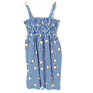 Hanna Andersson Striped Smocked Beach Ball Dress Blue‎ Girls Size 150cm US 12